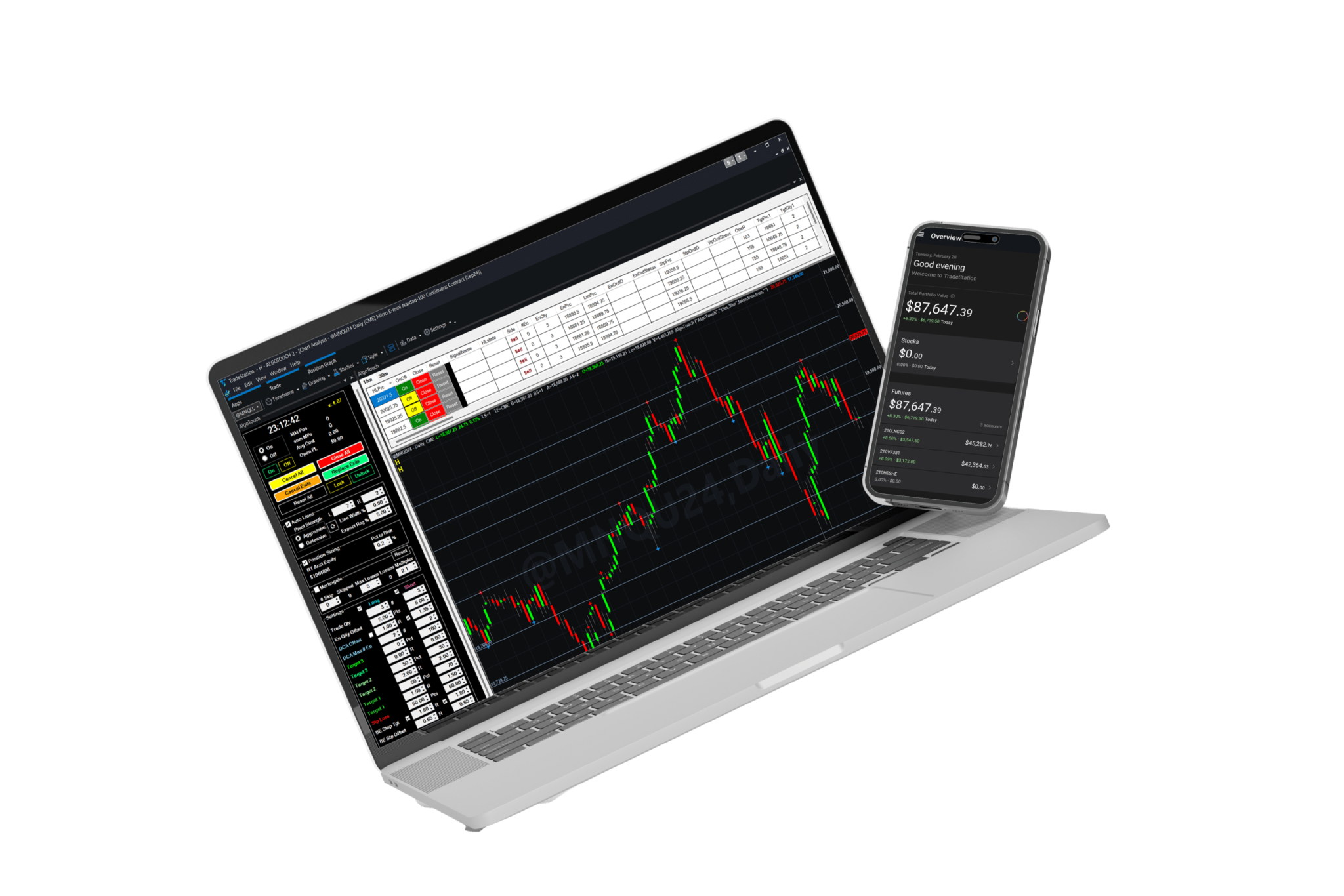 אילוסטרציה של תוכנת המסחר, איך נראה בפלאפון ובמחשב